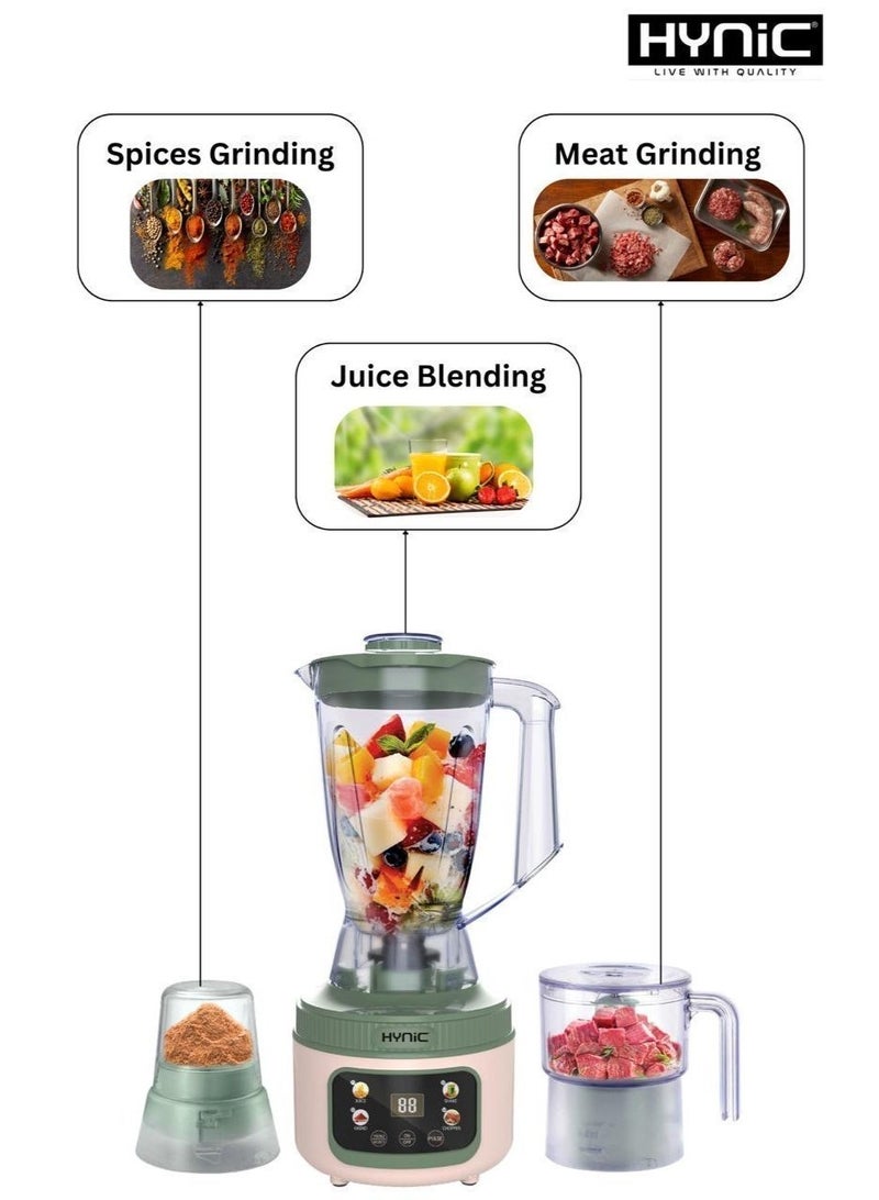 Hynic 3-in-1 Electric Blender & Meat Grinder (800W) | Smart Touch Control Digital Display | 1.8L Unbreakable Jar | Spice Grinder & Food Chopper | Professional Multi-Function Food Processor - Image 5